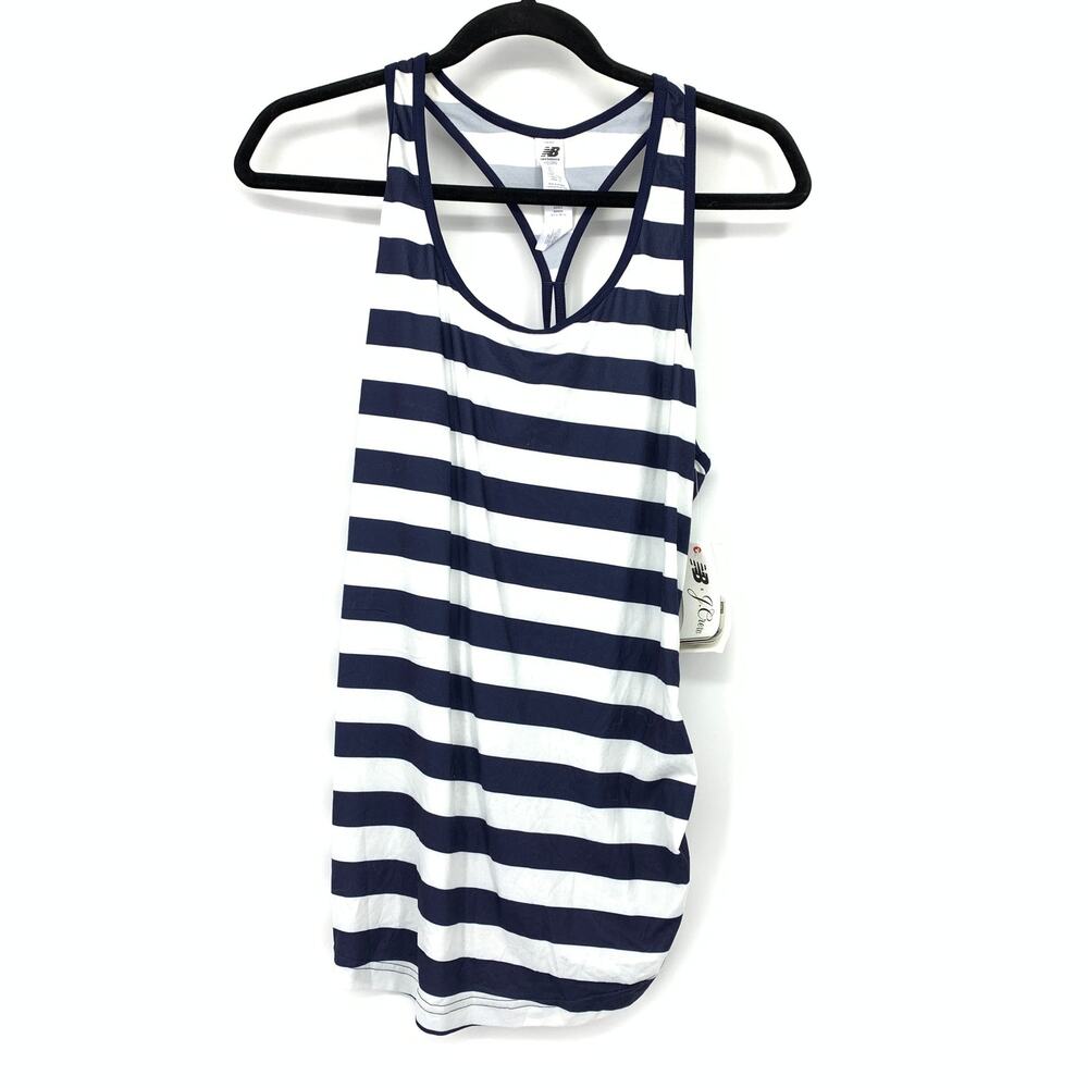 New Balance X J. Crew Tank Top Womens L Striped Racerback Athletic Workout NWT